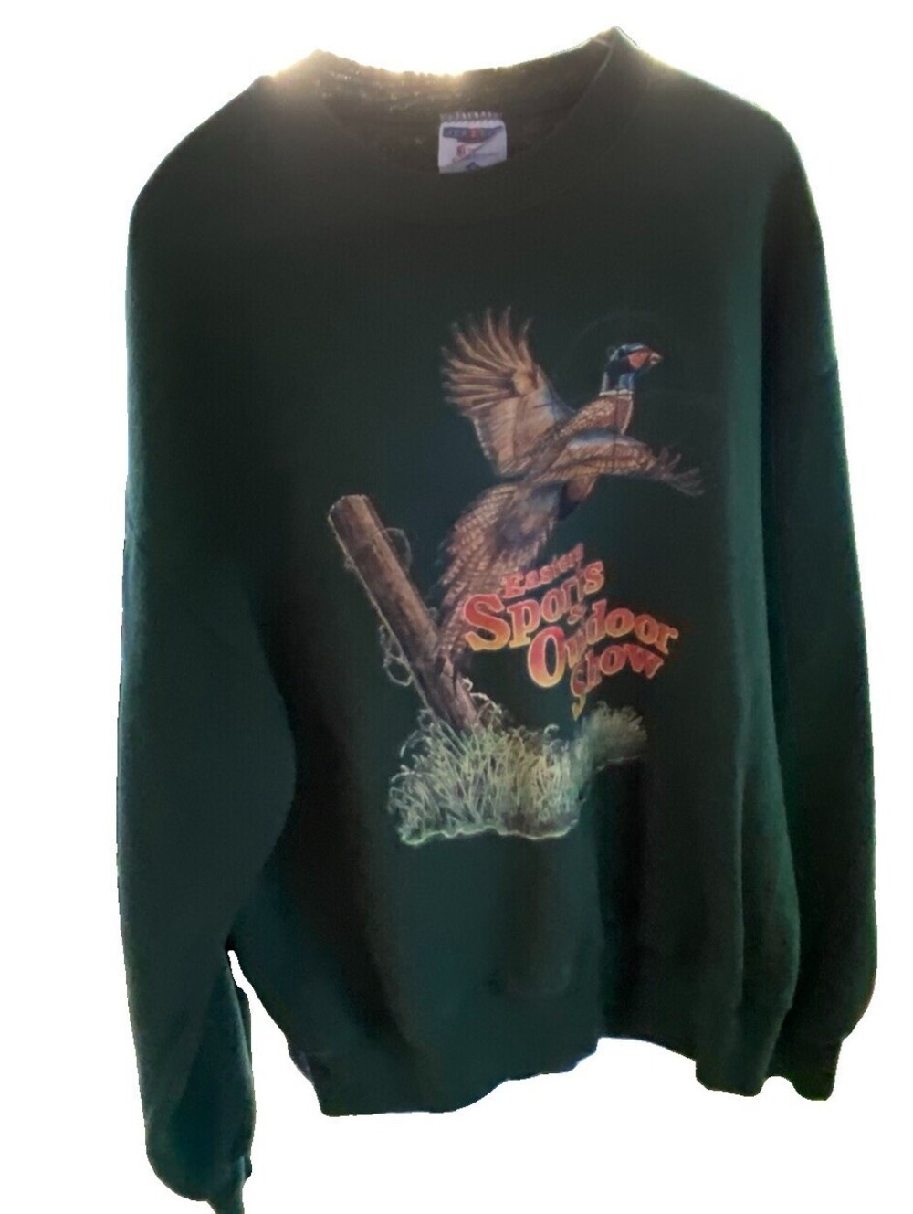 VTG 90s Jerzees Sweatshirt Men's L Green "Eastern Sports & Outdoor Show" Ducks